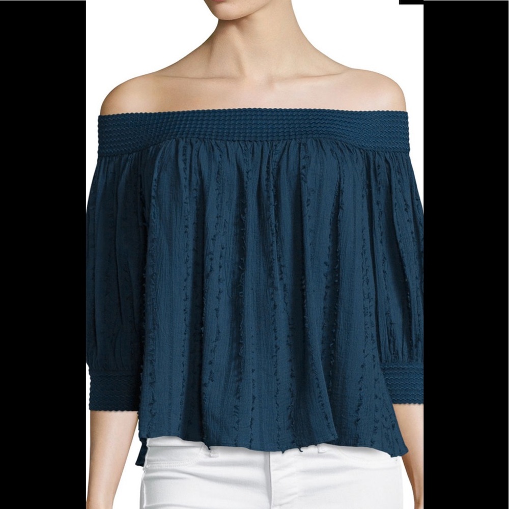 n / nicholas navy cotton off the shoulder top “Casper”